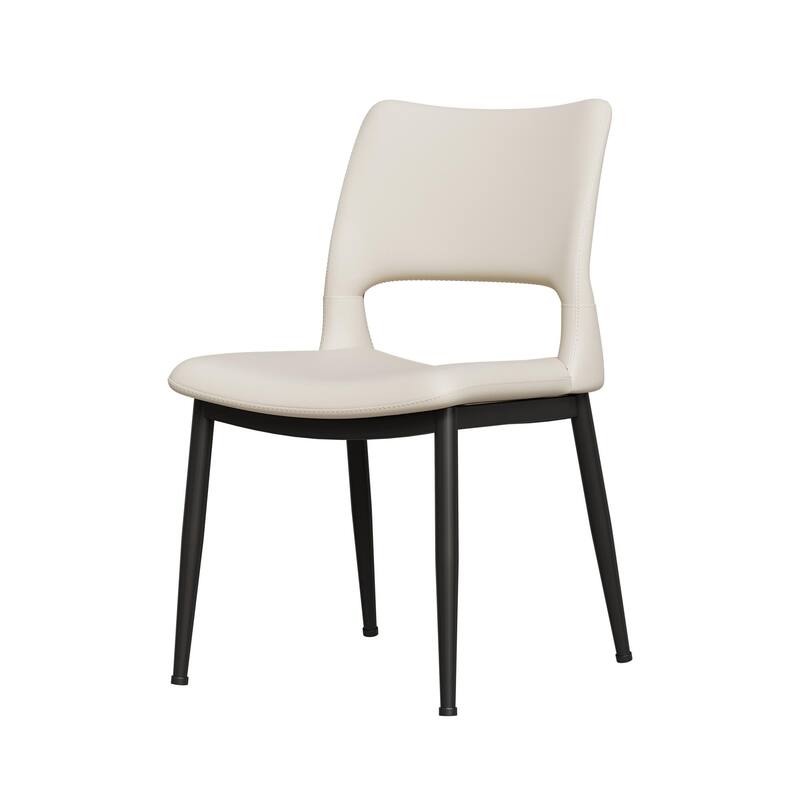 Modern Minimalist Pu Leather Dining Chairs Set Of 2, Comfortable Backrest Design, Metal Leg Support, Suitable For Restaurants