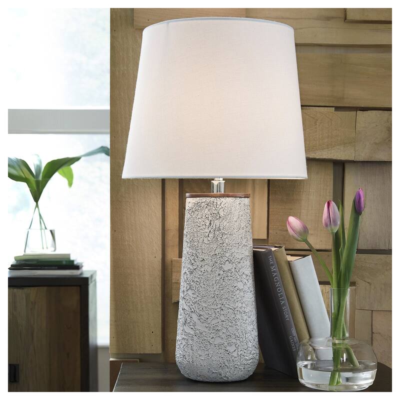 Signature Design by Ashley Chaston Antique White Metal Table Lamp (Set of 2) - 13"W x 13"D x 24"H - 13"W x 13"D x 24"H - Antique White