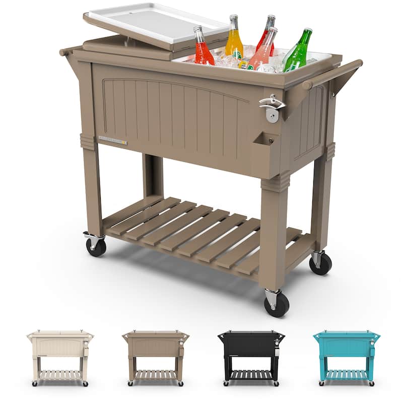 Permasteel 80-Qt Antique Furniture Style Rolling Patio Cooler
