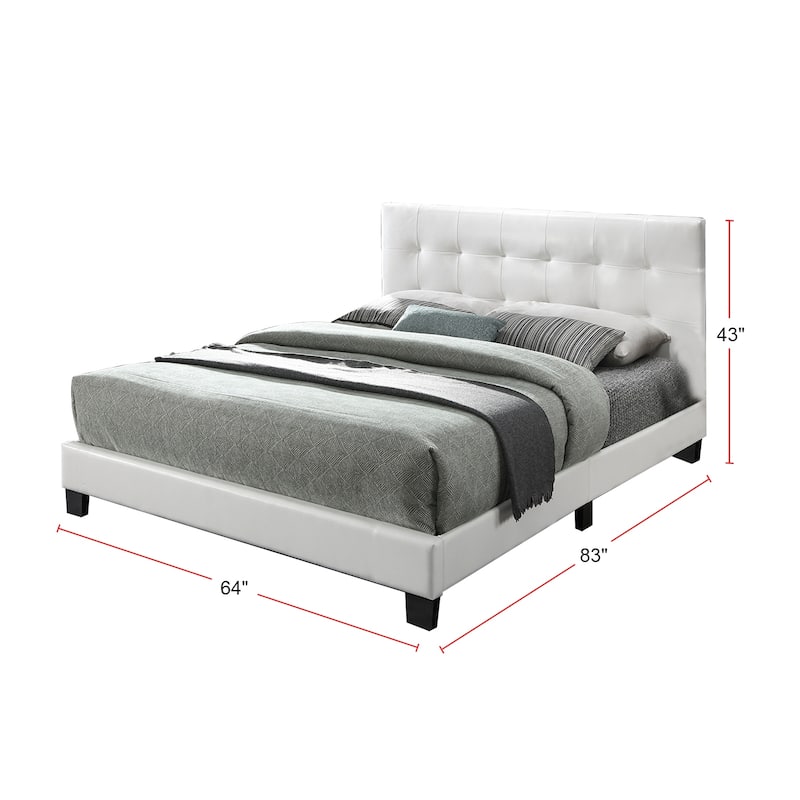 Faux Leather Upholstered Bed with Tufting