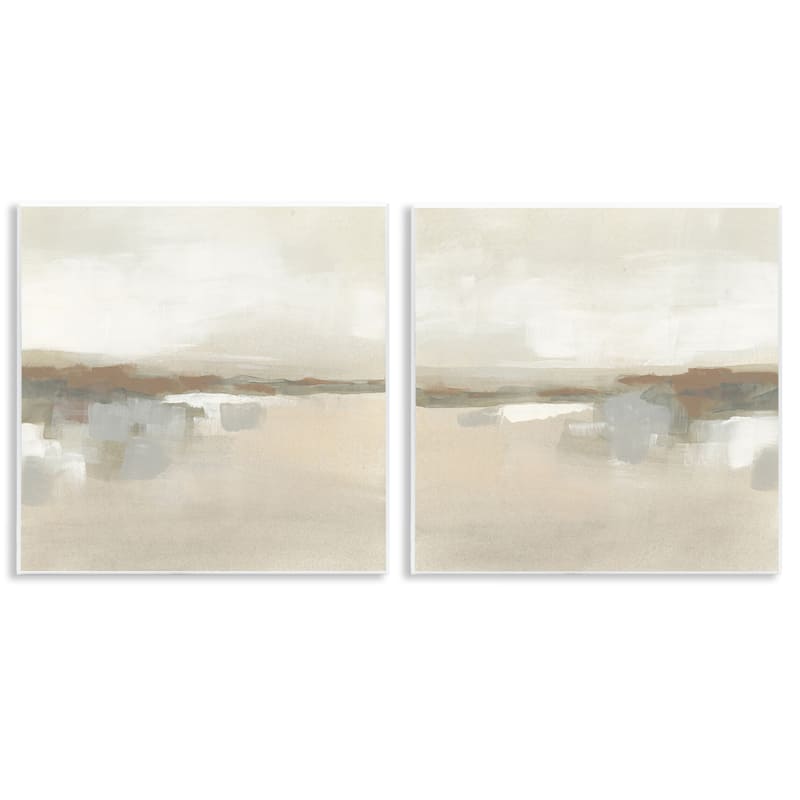 Stupell Earthy Landscape Impressions Wall Plaque Art Design By June Erica Vess (Set of 2) - 12 x 12