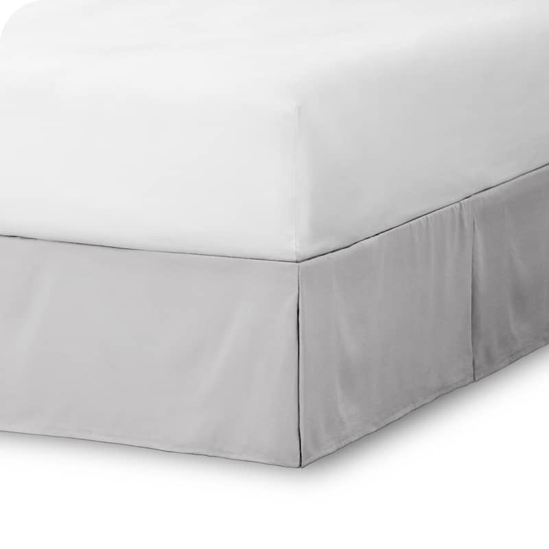 Bare Home Pleated Bed Skirt - 15-Inch Tailored Drop Easy Fit - Twin - Light Grey