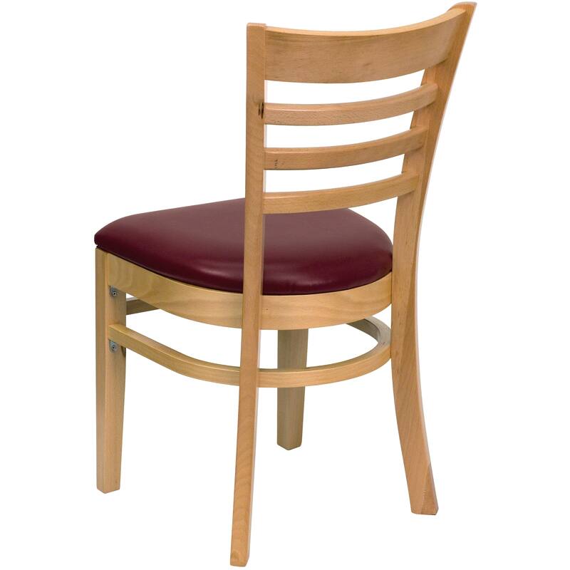 Ladder-back Wood Restaurant Chair - 17.5"W x 20"D x 33.75"H