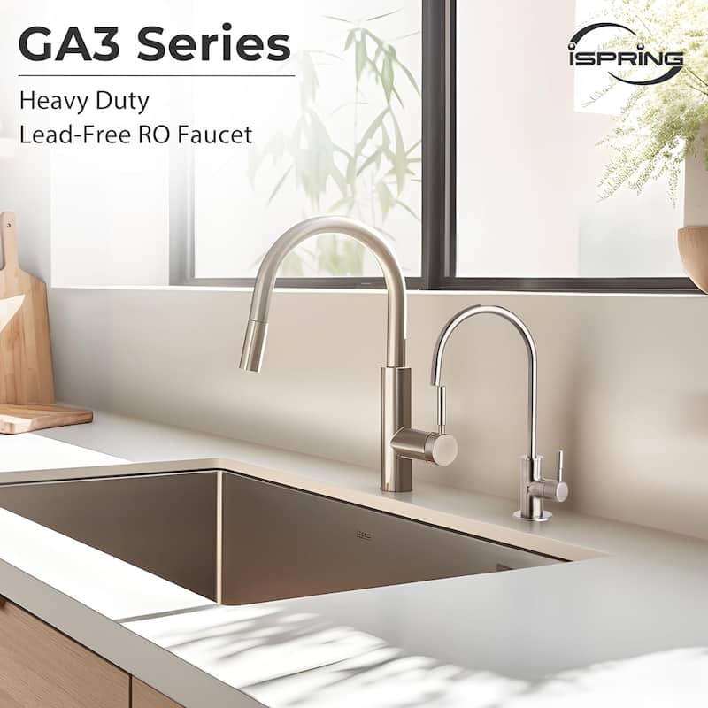 iSpring Drinking faucet for Reverse Osmosis RO Filtration System with 3/8" Connector, Brushed Nickel Finish - GA3-BN
