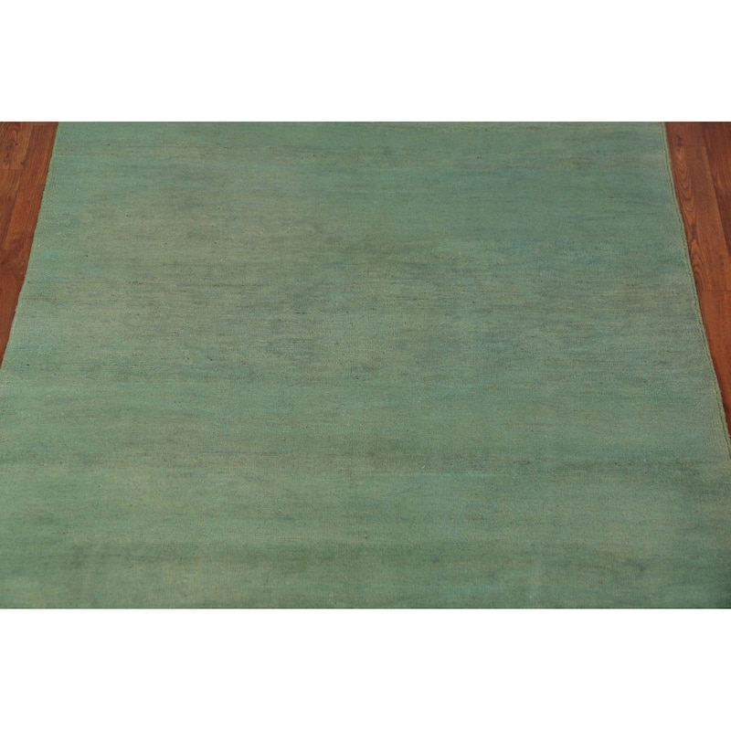Green Gabbeh Modern Area Rug Handmade Wool Carpet - 4'10" x 6'7"