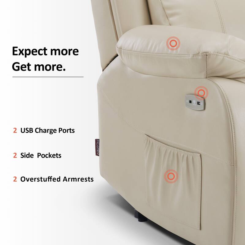 MCombo Small Sized Power Lift Recliner Chair with Massage and Heat, USB Ports, Faux Leather 7409