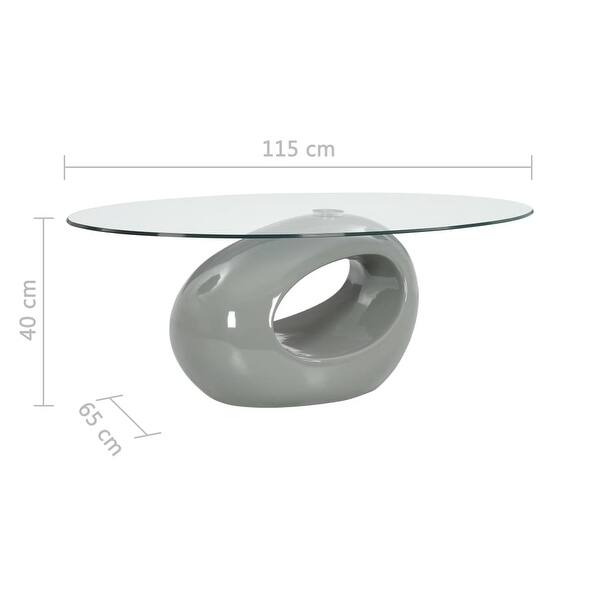 vidaXL Coffee Table with Oval Glass Top High Gloss Gray Bed Bath
