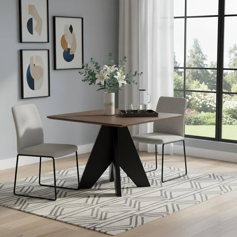 HomeRoots 41" Espresso Wood Pedestal Base Square Dining Table - 41.00 in. x 29.50 in. x 41.00 in. - Espresso - 41.00 in. x 29.50 in.  x 41.00 in.
