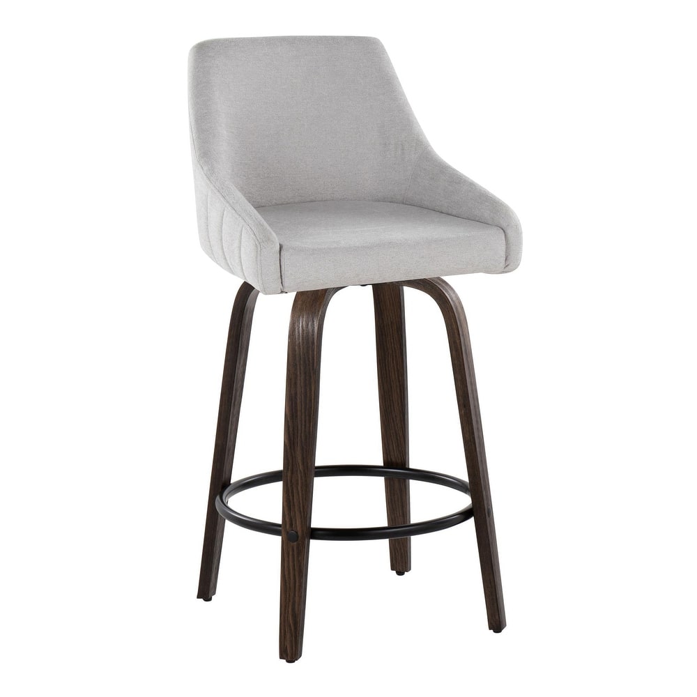 The Gray Barn Hadley 26" Fixed-Height Upholstered Counter Stool with Bent Wood Legs & Round Footrest (Set of 2)