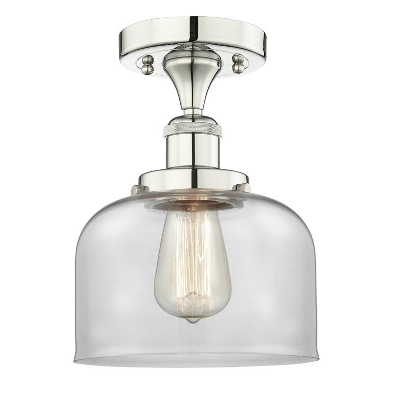 Innovations Lighting Bell - 1 Light 8" Semi-Flush Mount - Clear/Polished Nickel