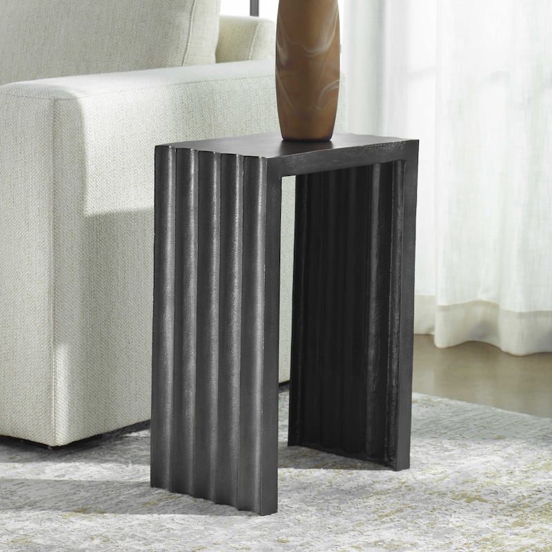 Textured Sculptural End Accent Table - 23.25" - Antique Gray
