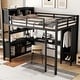 preview thumbnail 7 of 18, Metal Heavy Duty Full Loft Bed with Wardrobe, L-Shaped Desk, Storage Cubes and Shelves