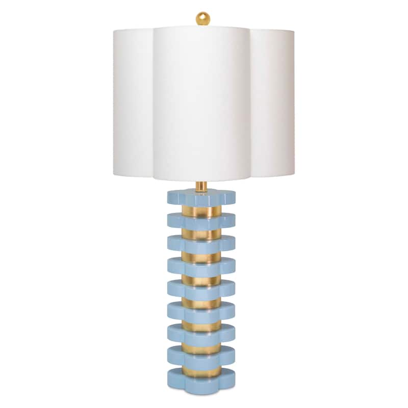 Quatrefoil MDF Lamp - Light Blue/Gold