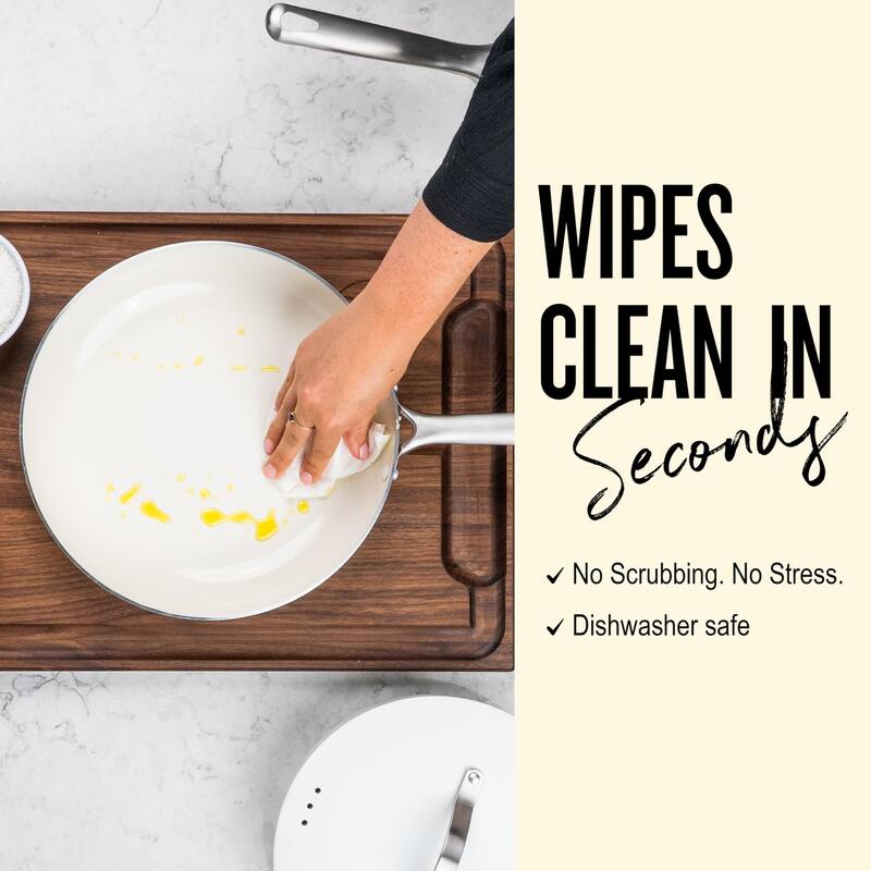 Alva Mobi 8-Piece Nonstick Ceramic Cookware Set - Cannoli Cream