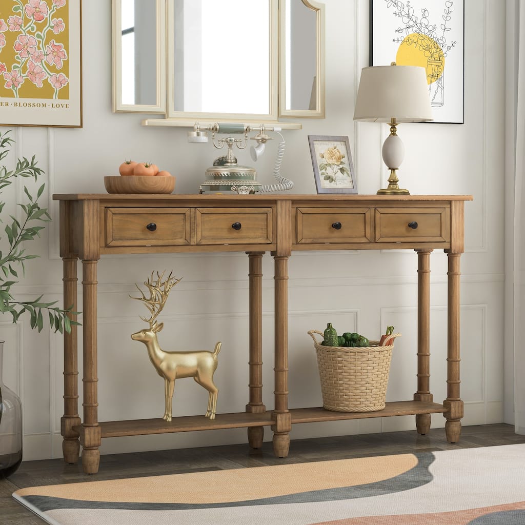 Versatile Console Table with Storage and Shelf for Living Room and Entryway