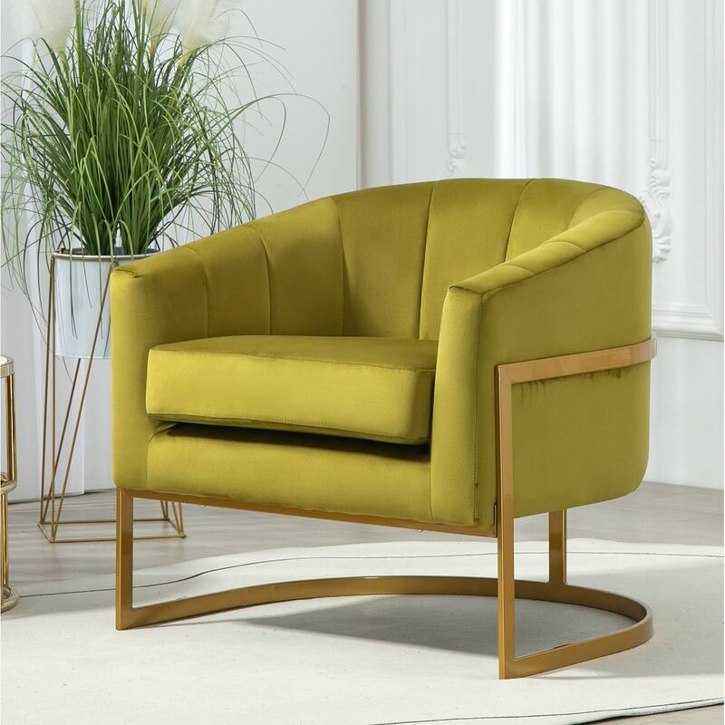 Modern Velvet Gold Accent Armchair