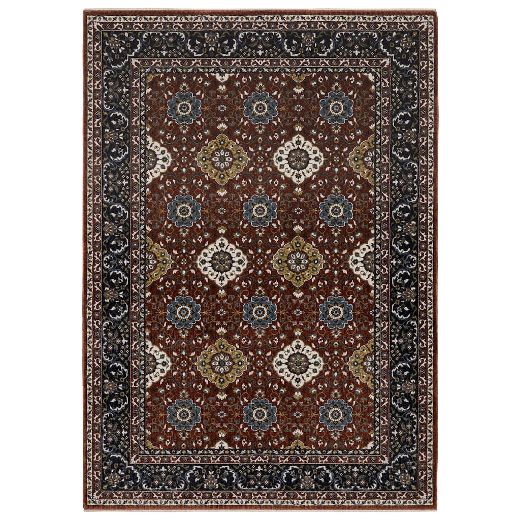 Style Haven Victoria Panel Medallions Red/ Navy Area Rug