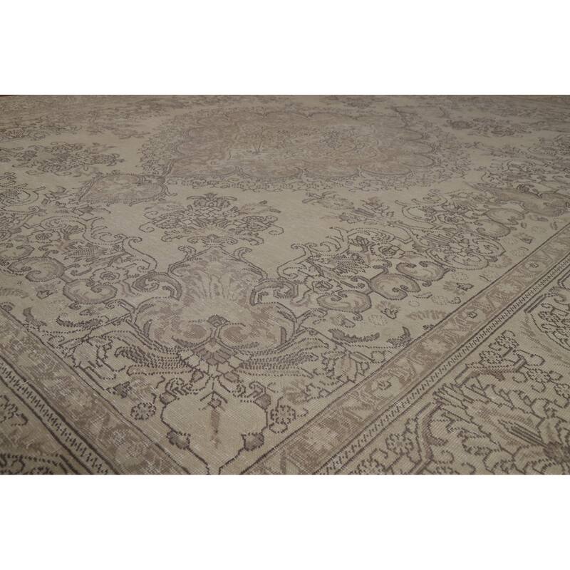 Tabriz Persian Vintage Rug Hand-Knotted Traditional Wool Carpet - 9'6" x 12'4"