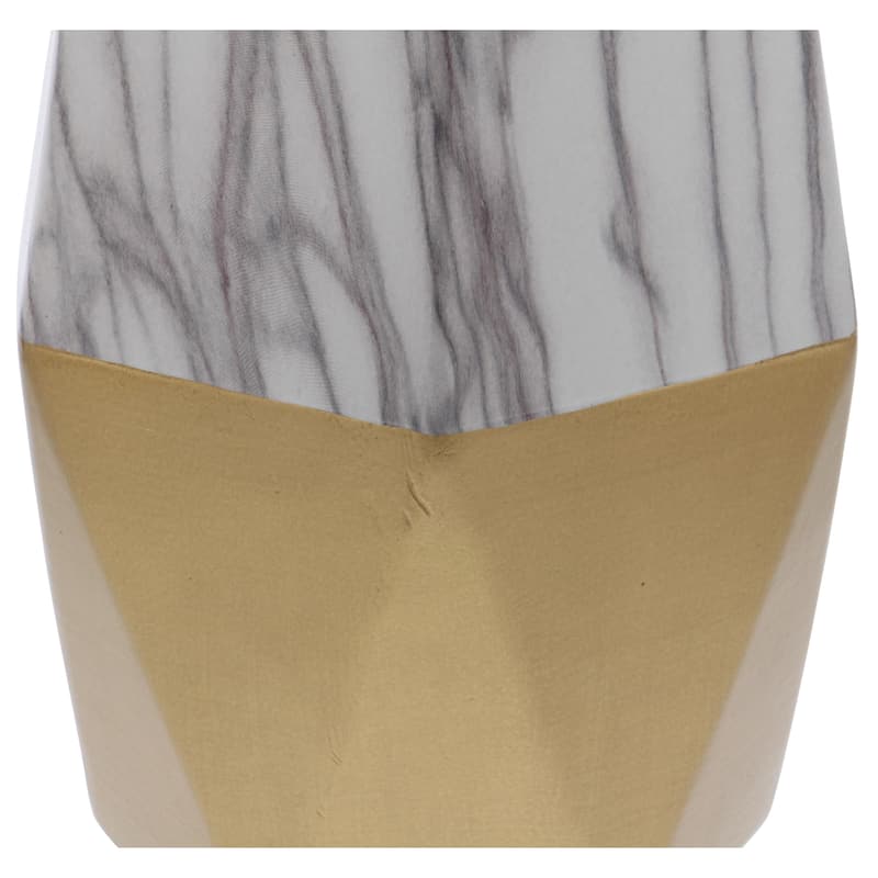 Ceramic Faux Marble Decorative Vase with Silver or Gold Base - Gray, Dark Gray or Gold - Roche River Decor