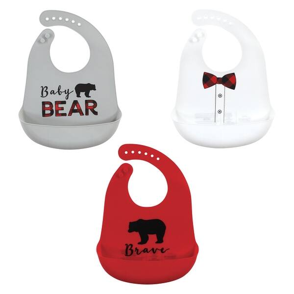 slide 1 of 1, Little Treasure Infant Boys Silicone Bibs, Red Baby Bear, One Size - Red Baby Bear - One Size One Size - Red Baby Bear