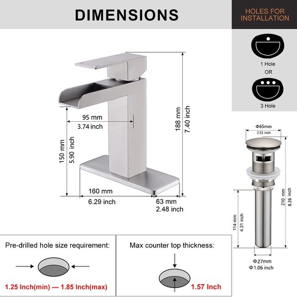瀑布40 Widespread Bathroom Faucet, Double Handle 3 Hole Bathroom