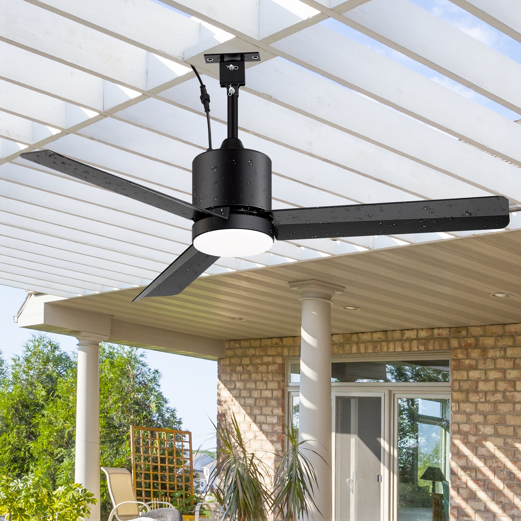 Airsurfer 42" Waterproof Outdoor Ceiling Fan with Light, Dimmable LED, DC Motor, 6 Speeds, Remote Control, Quiet