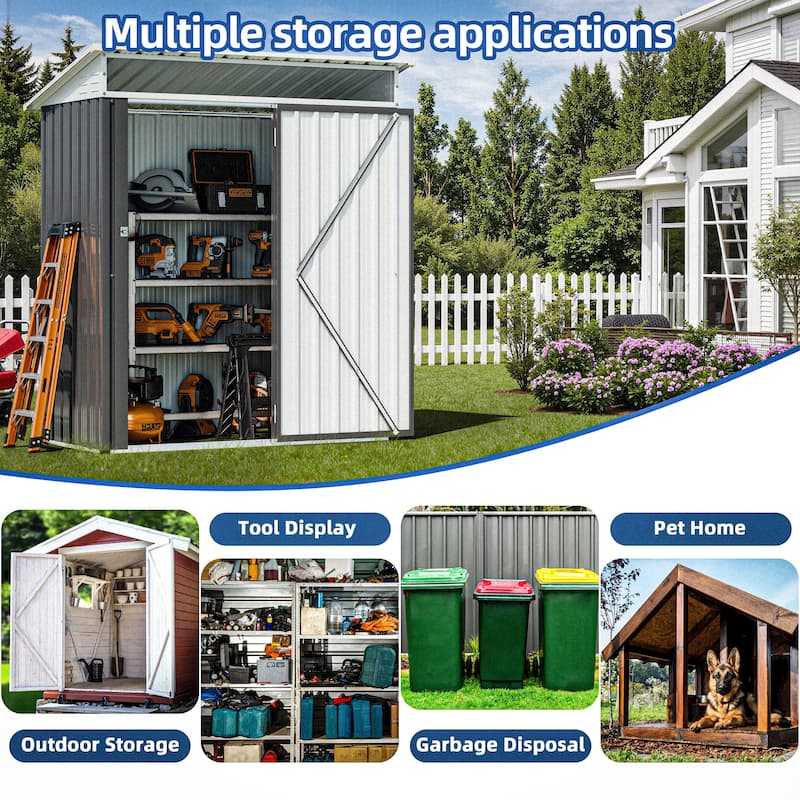 Futzca Outdoor Storage Shed with Ventilation, Multi-Purpose Tool Shed