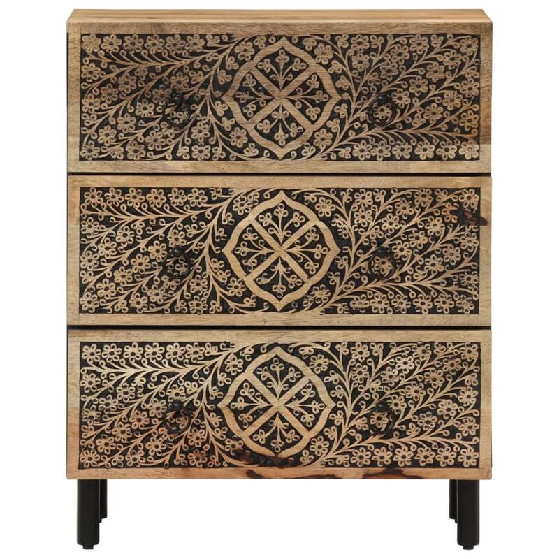 vidaXL Side Cabinet Natural Mango Wood Solid mango wood, iron legs Small - 13 x 23.6 x 29.5 in