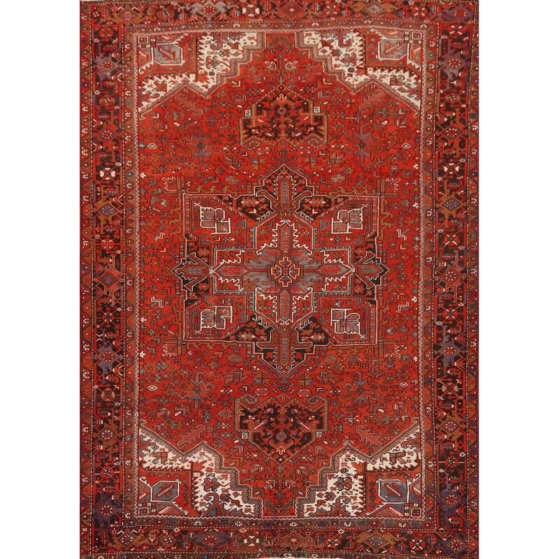 Hand Knotted Oriental 100% Wool Carpet Traditional Medallion Oranges & Rust Heriz Area Rug - 12' 10'' X 9' 2''