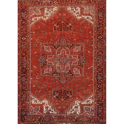 Hand Knotted Oriental 100% Wool Carpet Traditional Medallion Oranges & Rust Heriz Area Rug - 12' 10'' X 9' 2''