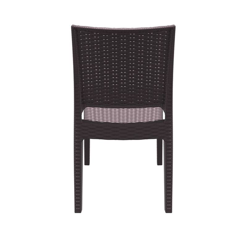 34" Brown Patio Wickerlook Stackable Dining Chair