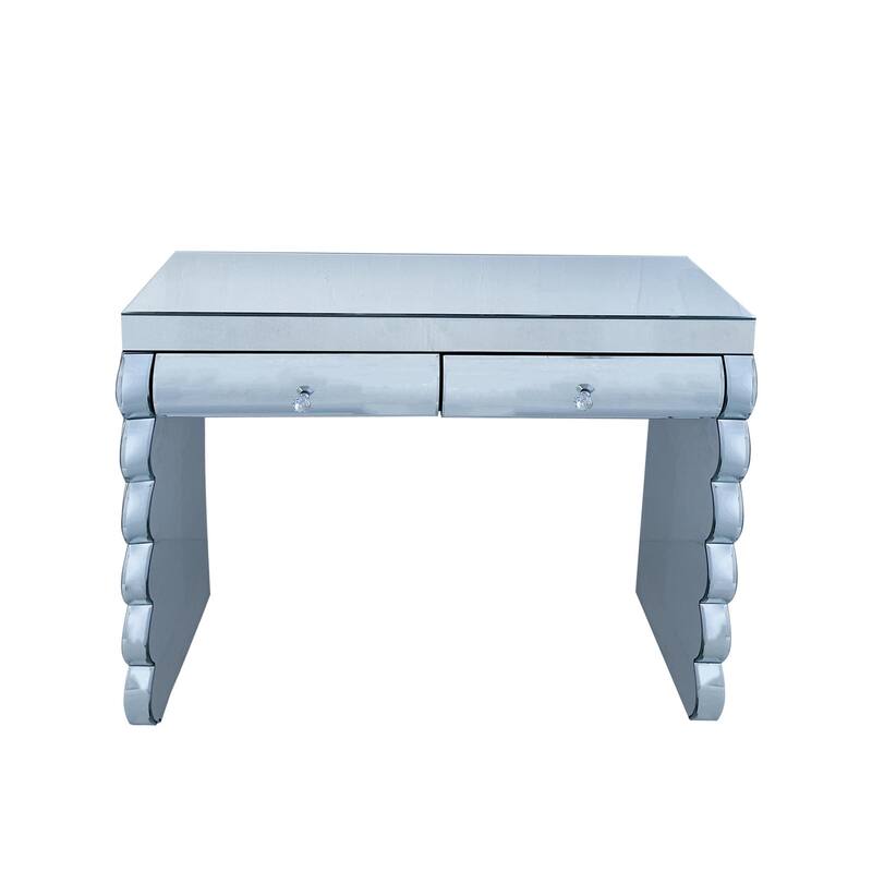 white and silver dressing table Silver Makeup Vanity Table, Luxury Makeup Vanity Desk with Oval Mirror, 3-Drawer Dressing Table, Elegant Console Table N844P292481HL-S