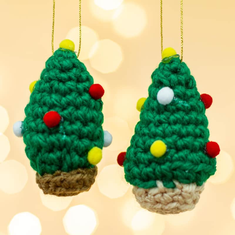 Novica Handmade Trimmed Trees Crocheted Ornaments (Pair)