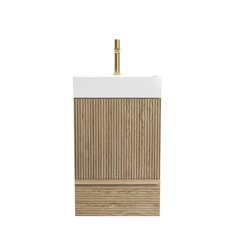 20" Striped Bathroom Vanity with White Ceramic Sink, Freestanding Bathroom Cabinet for Modern Bathroom