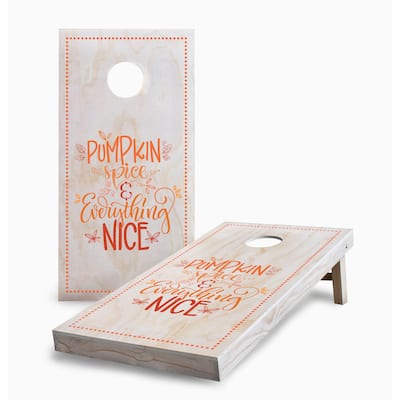 Pumpkin Spice and Everything Nice Corn Hole Board Set w Case & Lights