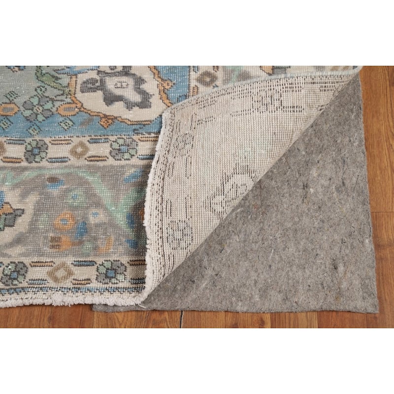 Geometric Tabriz Persian Area Rug Hand-Knotted Blue Wool Carpet - 8'2"x 11'4"