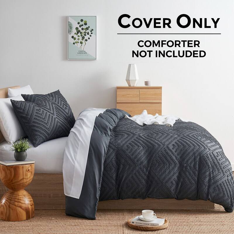 Nestl Boho Tufted Embroidery Double Brushed Duvet Cover with Button Closure