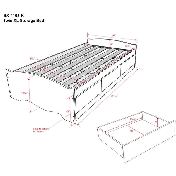 Espresso Twin XL Mate's Platform Storage Bed with 3 Drawers