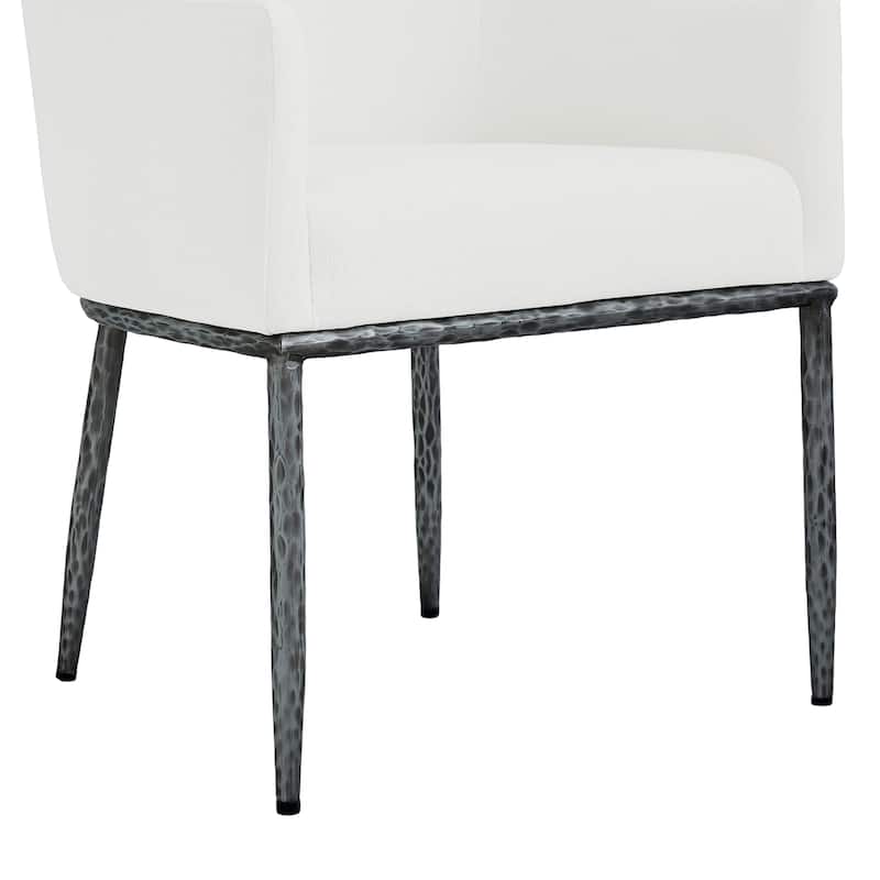 Christopher Knight Home - Ameson Artisan Upholstered Dining Chairs Set with Amrest, Hammered Metal Legs & Padded Seat