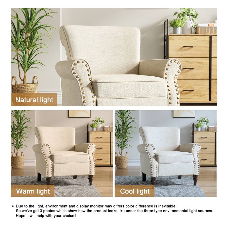 Living Room Armchair with Nailhead Trim - 29.9"W x 29.9"H x 32.9"D
