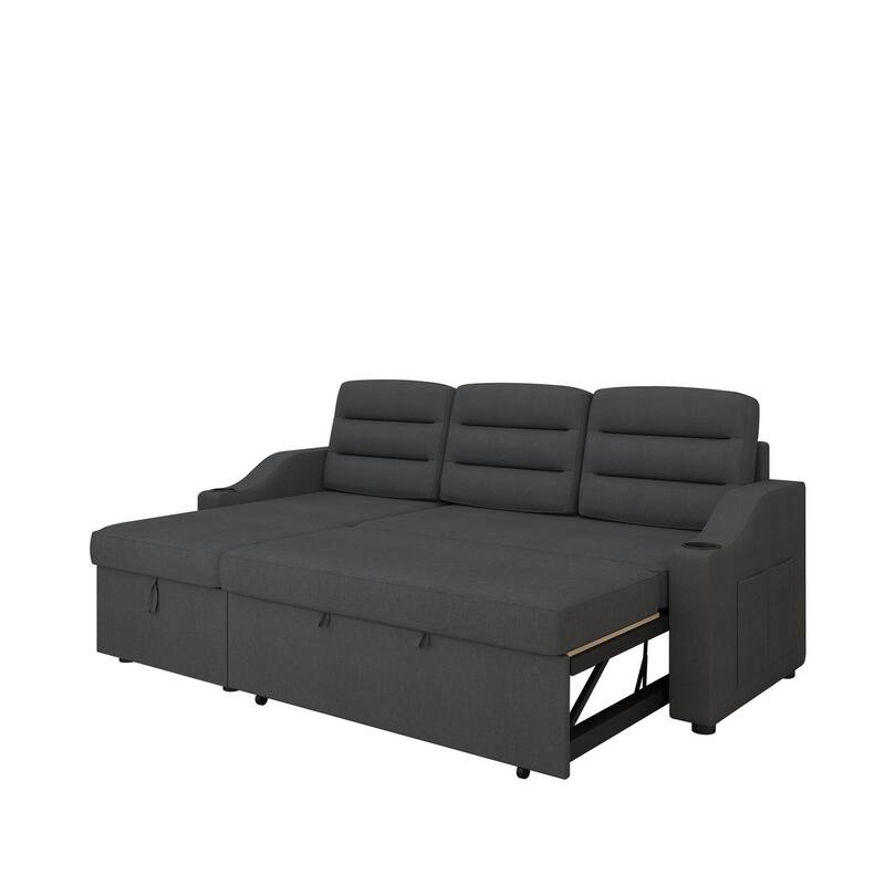 MH83.5" Convertible Sleeper Combo Sofa, Convertible Sofa Bed Polyester Pullout Bed