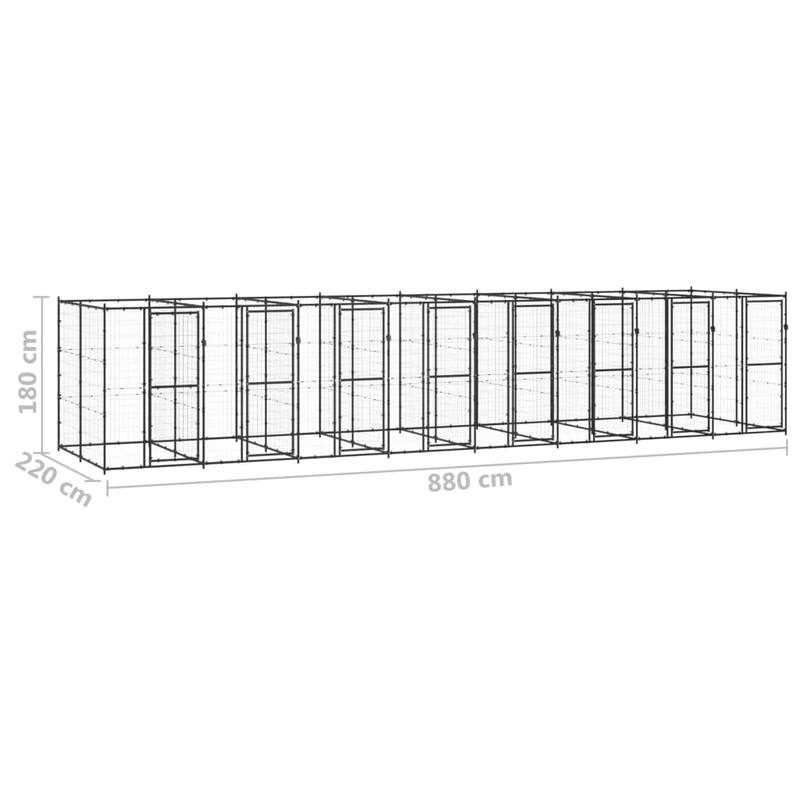 vidaXL Outdoor Dog Pen Pet Crate Kennel Cage Playpen House for Yard Steel