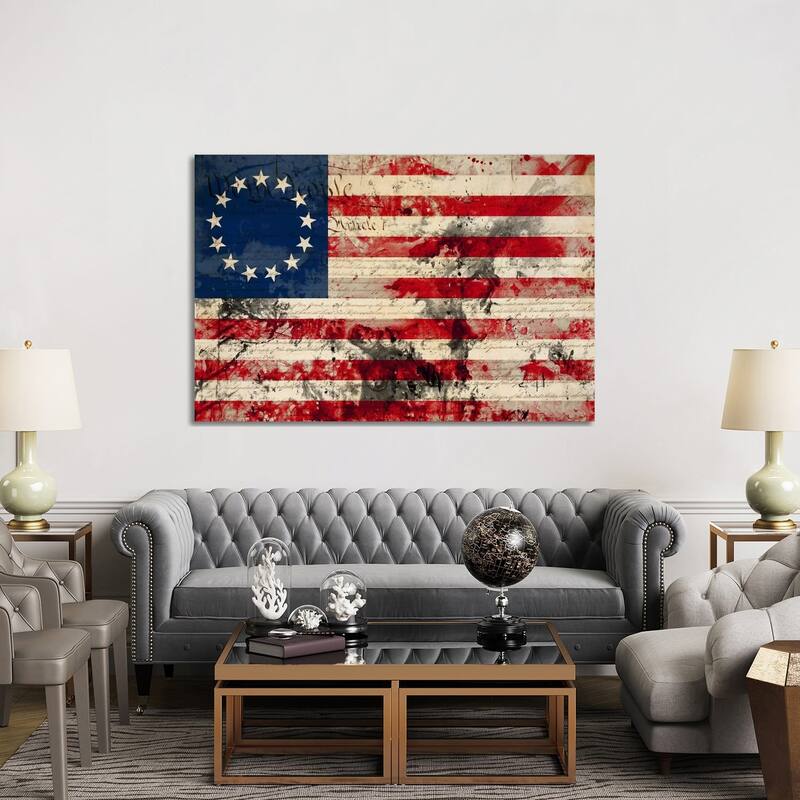 iCanvas "USA "Betsy Ross" Flag with Constitution Background I" by iCanvas Canvas Print