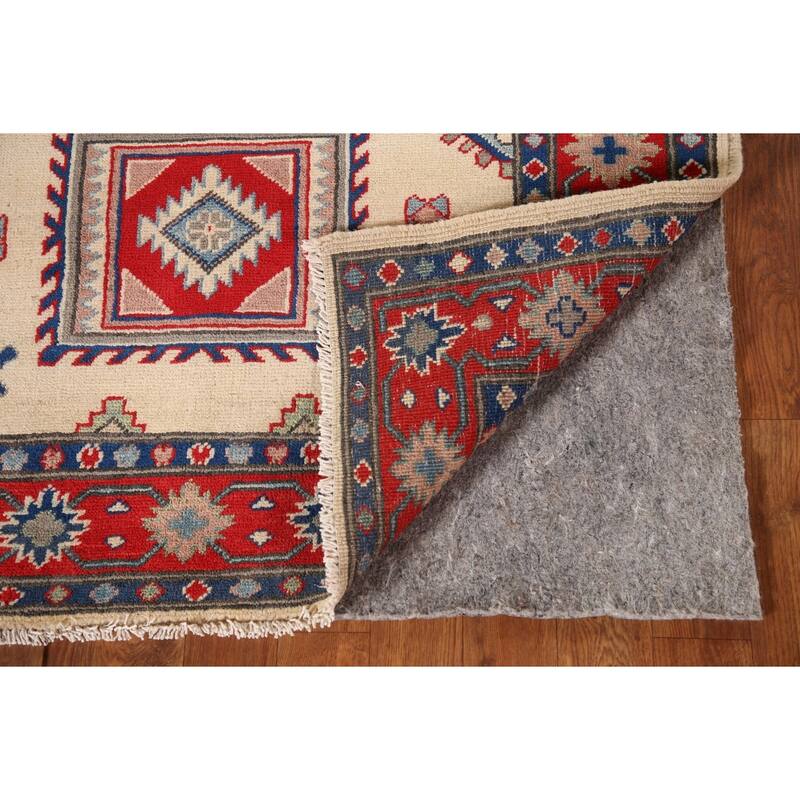 Ivory Kazak Oriental Accent Rug Hand-Knotted Foyer Wool Carpet - 3'4"x 4'9"