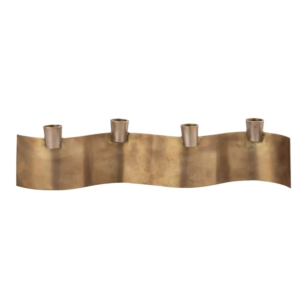 Atlas Curve Multi Sculptural Aged Brass Candleholder - 2.75 inch Tall
