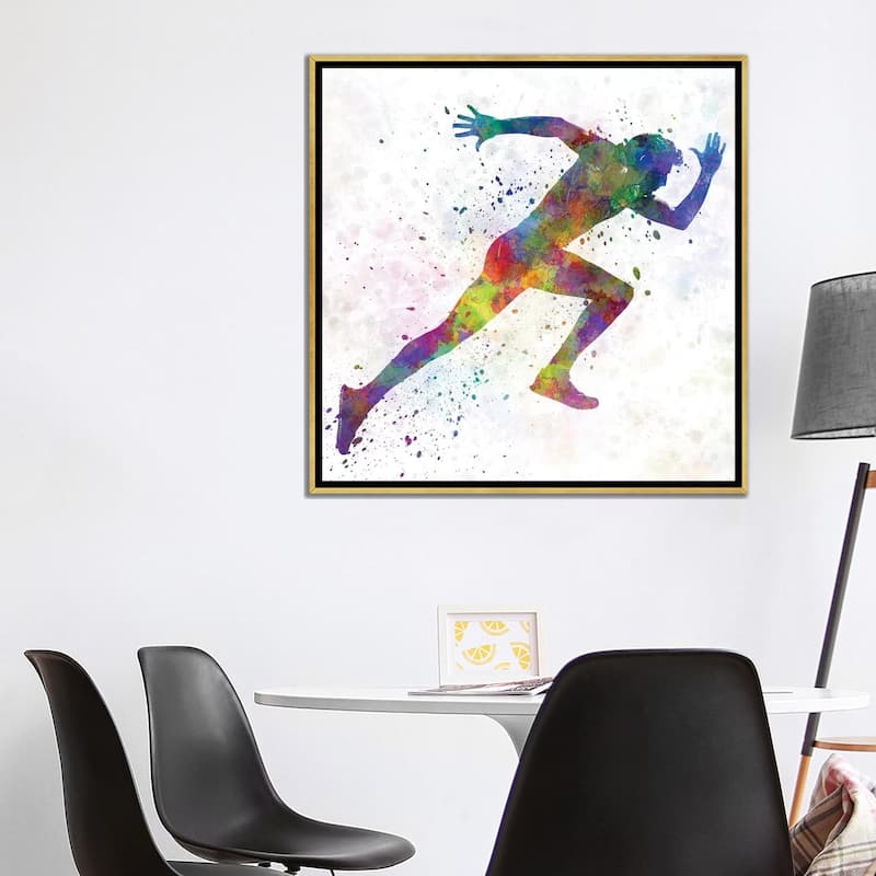 iCanvas "Man Running Sprinting Jogging I" by Paul Rommer Framed Canvas Print