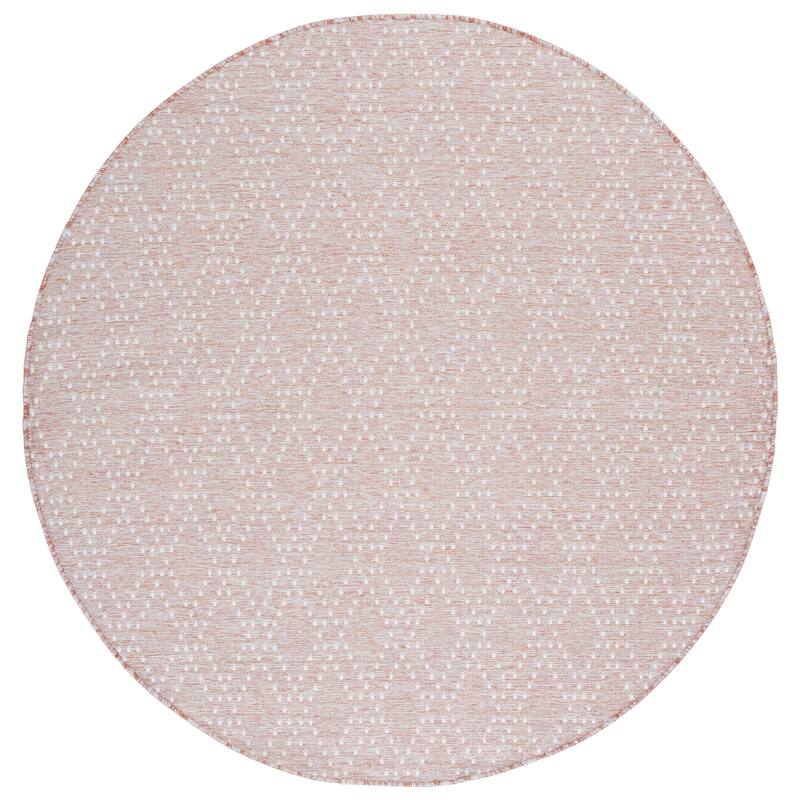 SAFAVIEH Sunset Jenja Indoor/Outdoor Washable Backyard Patio Rug - 6'7" Round - Rust/Grey
