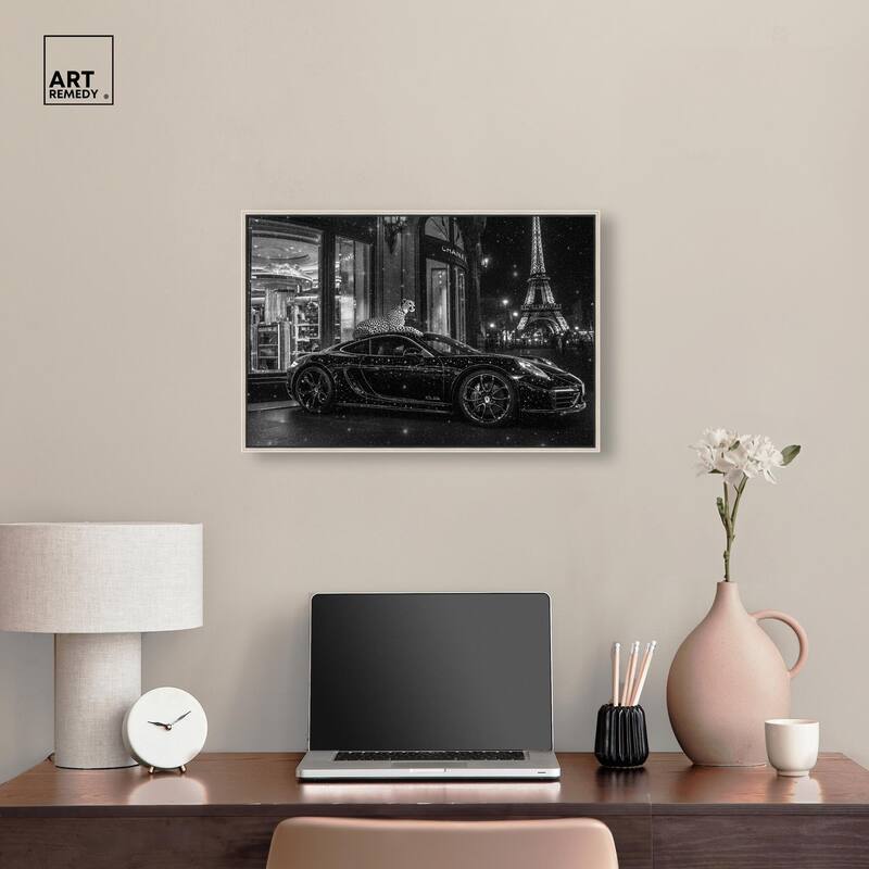 Glistening Cheetah and Car Canvas by Art Remedy