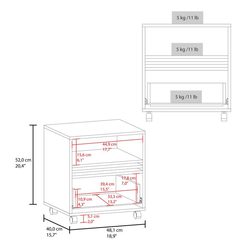 Compact Mobile Nightstand with Drawer and Open Shelf
