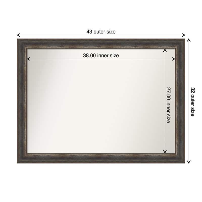 Non-Beveled Wall Mirror - Alta Rustic Char Frame - 43 x 32 in - Alta Rustic Char